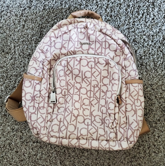 Calvin Klein Beige Monogram Mini Backpack - Picture 1 of 10